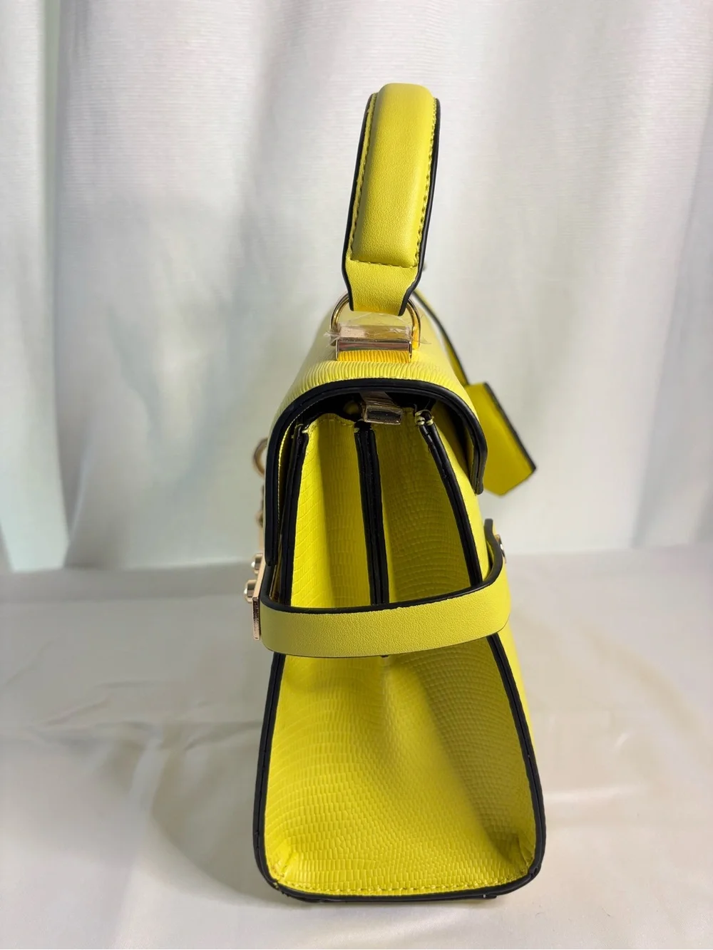 Aldo Bright Top-Handle Satchel with Gold Hardware and Crossbody Strap